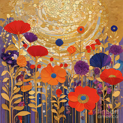 Abstract Flowers Paintings - Beautiful Abstract Flowers On A Sunny Summer Day  by Ingo Klotz