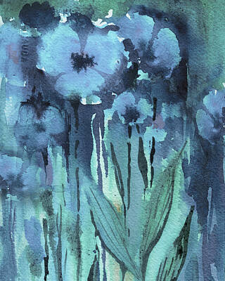 Abstract Flowers Paintings - Abstract Garden Flowers Watercolor Gentle Floral Art IV by Irina Sztukowski
