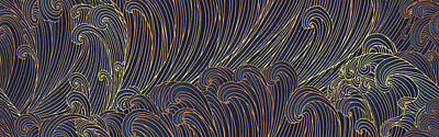 Beach Mixed Media - Abstract golden waves pattern by Julien