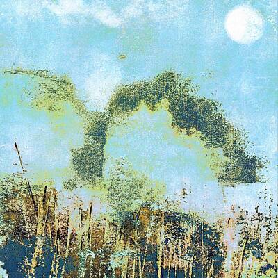 Abstract Landscape Paintings - Abstract landscape monoprint by Marta Nowicka