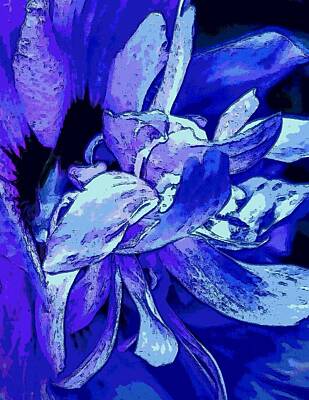 Abstract Flowers Digital Art - Abstract Periwinkle Fleur by Loraine Yaffe