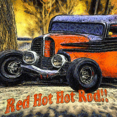 Bonneville Racing - Abstract Red Hot Hot Rod by Floyd Snyder
