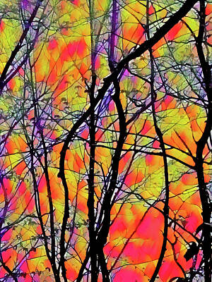 Colorful Abstract Animals - Abstract Stained Glass Forest by Sharon Williams Eng