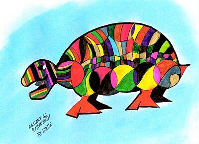 Reptiles Drawings - Abstracted Turtle by Paul Meinerth
