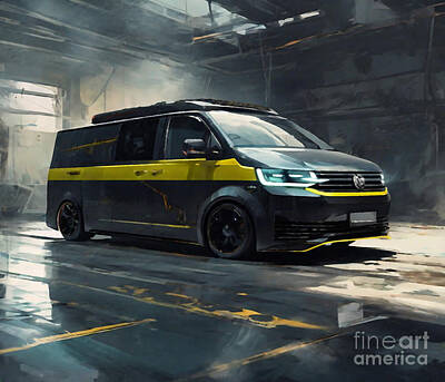 Fantasy Mixed Media - Abt E Transporter Electric Dark Cars fantasy 2020 Minibuses by Cortez Schinner