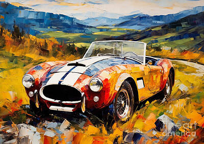 Abstract Drawings - AC Cobra Sporting Elegance in Abstract Expressionism Setting by Lowell Harann