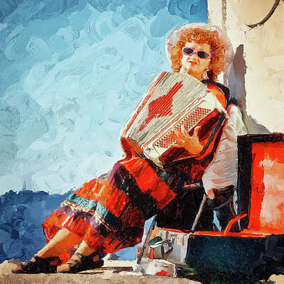 Musician Rights Managed Images - Accordion player Nova Scotia Painting Royalty-Free Image by Tatiana Travelways