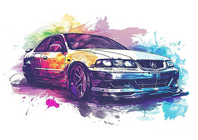 Sports Paintings - Acura TL watercolor abstract vehicle by Clark Leffler