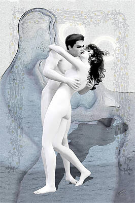 Nudes Digital Art - Adam and Eve happy by Joaquin Abella