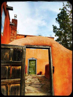 Recently Sold - Abstract Landscape Photos - Adobe Door Santa Fe by Santa Fe