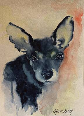 Roses Paintings - Adorable Pup by Christine Marie Rose