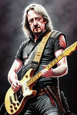 Musicians Painting Royalty Free Images - Adrian Smith, Music Star Royalty-Free Image by Sarah Kirk