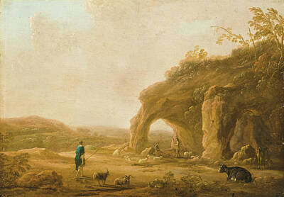 Garden Tools - Aelbert Cuyp Dordrecht 1620 1691 An Italianate landscape with shepherds by a grotto by Timeless Images Archive