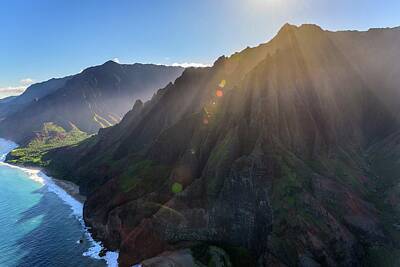 Wilderness Camping - Aerial view of mountain beside ocean - Napali, United States by Julien