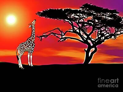 Mammals Mixed Media - African Acacia Tree  by Daniel Janda