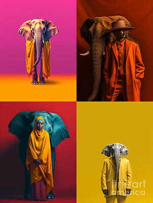 Surrealism Royalty-Free and Rights-Managed Images - African  Elephant  Surreal  Cinematic  Minimalistic  by Asar Studios by Celestial Images