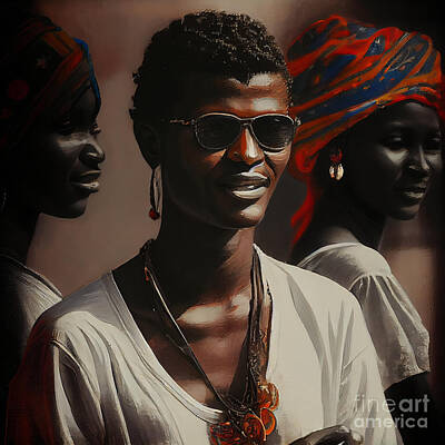 Landscapes Royalty-Free and Rights-Managed Images - African    Figurative  art  in  the  style  of  Mher  by Asar Studios by Celestial Images