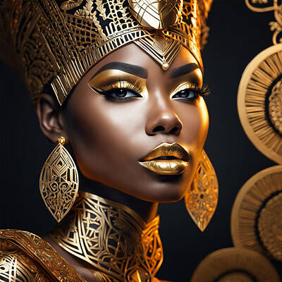 Portraits Digital Art - African Queen by Manjik Pictures