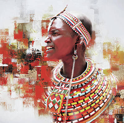 Football Painting Royalty Free Images - African Village woman 12efc Royalty-Free Image by Gull G