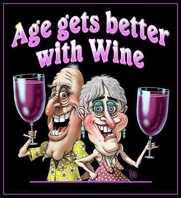 Wine Digital Art Royalty Free Images - Age Gets Better With Wine Couple Royalty-Free Image by Scott Ross