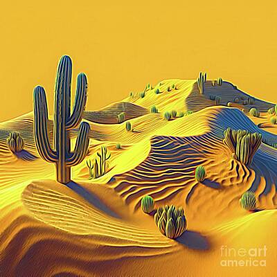 Abstract Landscape Digital Art - AI Art Desert Landscape Abstract Expressionism by Rose Santuci-Sofranko