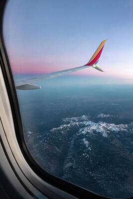 Western Buffalo Royalty Free Images - Airplane Window Sunset Royalty-Free Image by Robert VanDerWal