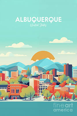 Royalty-Free and Rights-Managed Images - Albuquerque Travel Poster, Albuquerque Print, Albuquerque New Mexico Wall Art, American City Print by Radu Bercan