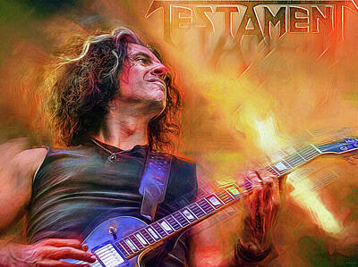 Musician Mixed Media Rights Managed Images - Alex Skolnick Testament Guitarist Royalty-Free Image by Mal Bray