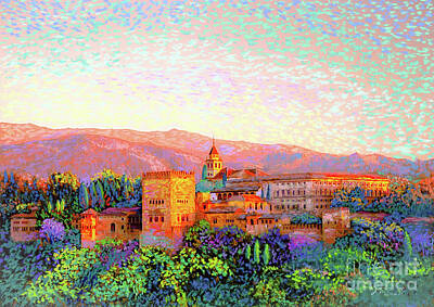 Impressionism Royalty-Free and Rights-Managed Images - Alhambra, Granada, Spain by Jane Small