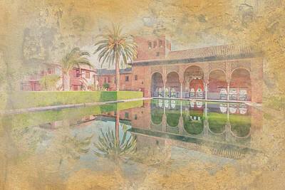 Mixed Media Royalty Free Images - Alhambra of Granada Royalty-Free Image by Manjik Pictures