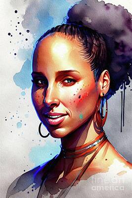 Jazz Paintings - Alicia Keys, Music Star by Esoterica Art Agency