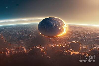 Science Fiction Digital Art - Alien meteor swarm in space by Benny Marty