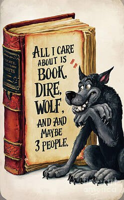 Fantasy Royalty Free Images - All I care about is book Dire Wolf and 3 people Royalty-Free Image by Rhys Jacobson