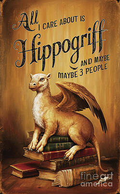Birds Rights Managed Images - All I care about is book Hippogriff and 3 people Royalty-Free Image by Rhys Jacobson