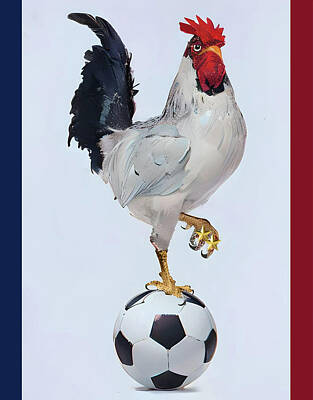 Football Painting Royalty Free Images - Allez les bleus Royalty-Free Image by KCatia Creole Art