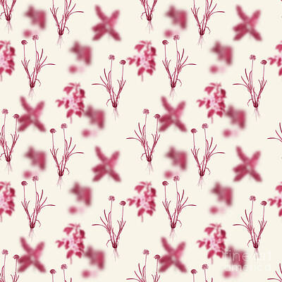 Florals Mixed Media - Allium Carolinianum Botanical Seamless Pattern in Viva Magenta n.1251 by Holy Rock Design