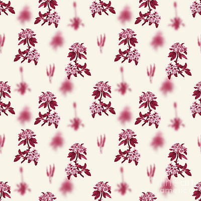 Food And Beverage Mixed Media - Almond Leaf Pear Botanical Seamless Pattern in Viva Magenta n.1351 by Holy Rock Design