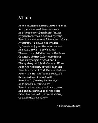Airplane Paintings - Alone - Edgar Allan Poe - Poem - Literature - Typewriter Print - Black by Studio Grafiikka