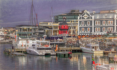 Mt Rushmore Royalty Free Images - Along the Waterfront in Capetown, Painterly Royalty-Free Image by Marcy Wielfaert