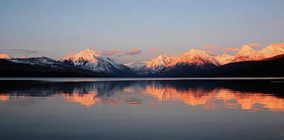 College Football Helmets - Alpenglow at Lake McDonald by Whispering Peaks Photography