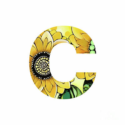 Sunflowers Royalty-Free and Rights-Managed Images - Alphabet Letter C Sunflower by Tina LeCour