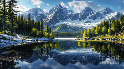 Mountain Digital Art - Alpine Lake by Ian Mitchell