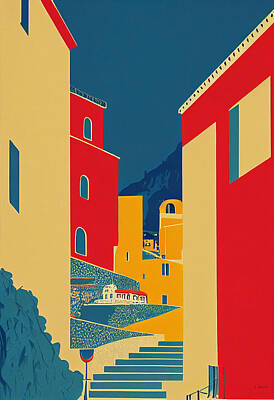 Civil War Art Royalty Free Images - Amalfi  Italy  screenprint  travel  poster  by  Tom  Purvis  2043bb043645ef  043d73  645207  b2af  b Royalty-Free Image by Celestial Images