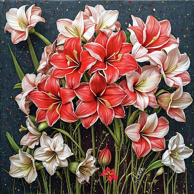S Art Digital Art Royalty Free Images - Amarilis Flowers Royalty-Free Image by S Art