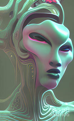 Digital Art Royalty Free Images - Amaris, Space Alien of The Moon Royalty-Free Image by ObsidianParadise23