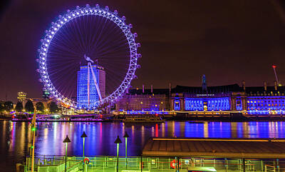 Dog Illustrations - Amazing view of London Eye at night in London United Kingdom UK by Ujjwal Shrestha