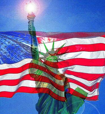 Mixed Media Royalty Free Images - America the light of freedom original work Royalty-Free Image by David Lee Thompson