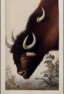 Landmarks Royalty-Free and Rights-Managed Images - American  Bison  Original  Drawings  by  John  James    fdc27fe3  65b0  645f6e  9e6c  c2604366e76c96 by Celestial Images
