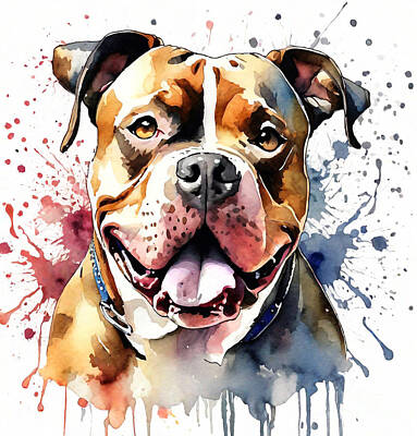 Minimalist Movie Posters 2 Rights Managed Images - American Bully Pets ink Scary Dog Dogs Royalty-Free Image by Rhys Jacobson