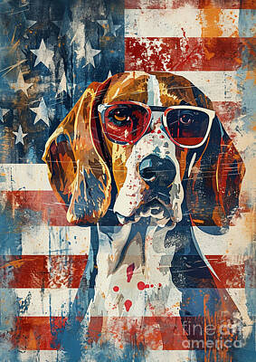 Landmarks Drawings - American English Coonhound puppy by Clint McLaughlin